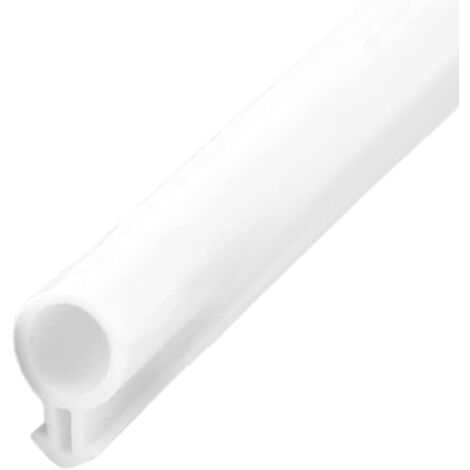 Junta de estanqueidad de plástico y acero para puertas y ventanas - 10 m - Junta tubular ranurada - Tipo O (blanca, O central: 9 mm)