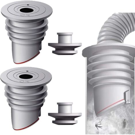 Junta de manguera de lavadora, 2 tapones grises resistentes a olores de 70-75 mm para lavadora, junta de manguera de drenaje desodorizante, desodorante para lavadora de cocina doméstica