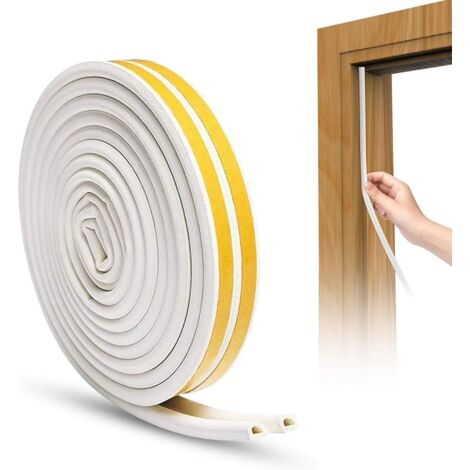 Junta de puerta insonorizada, junta de puerta, burlete, tira de sellado, junta de goma autoadhesiva anticolisión impermeable para ventanas con perfil en D (5 m)