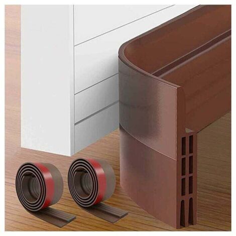 Junta inferior de puerta 2 unidades 100 x 5 cm Junta inferior de puerta adhesiva Aislamiento térmico de silicona suave Tira de sellado marrón Antiruido Antipolvo Antiaire frío Antihormigas de ratón