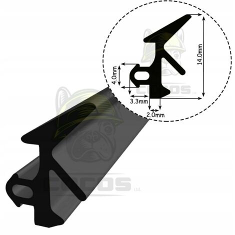 Junta para ventanas de PVC S-185 NEGRO 1m