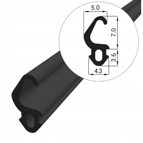 Junta para ventanas de PVC S-186 NEGRO 1m