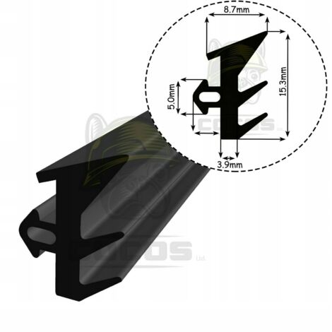 Junta para ventanas de PVC S-229 NEGRO 1m