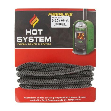 Junta redonda Fiberline para altas temperaturas para estufas y chimeneas, dimensiones 10x2,5 m.