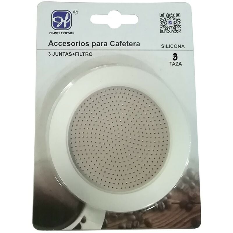

Happyfriends - Juntas cafetera silicona 3 tazas + filtro blister 3