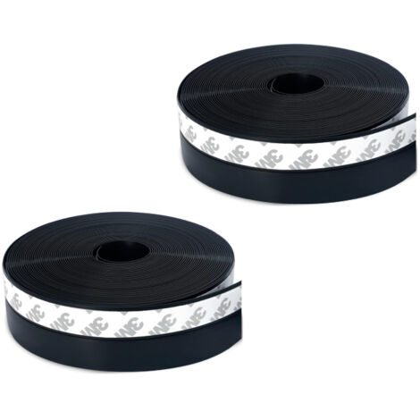 Juntas de silicona, paquete de 2, autoadhesivas para la parte inferior de puertas y ventanas, negras, a prueba de polvo, resistentes a la intemperie e insonorizadas - (10 m × 45 mm x 10 m)