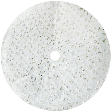 Jupe d'arbre de noël blanche, courte peluche, flocon de neige, coussin rond, tapis, tablier, décoration de la maison