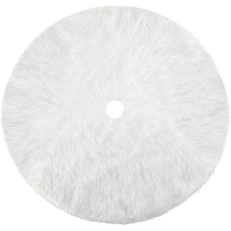 Jupe d'arbre de Noël - MICH - Blanc - Peluche - 78 cm - Ouverture centrale 7 cm - Décoration de sapin - Thème neigeux