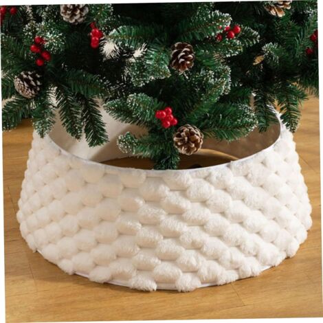 Jupe de sapin artificielle, style rustique, faite main, décoration de Noël, 71 cm de diamètre (blanc)
