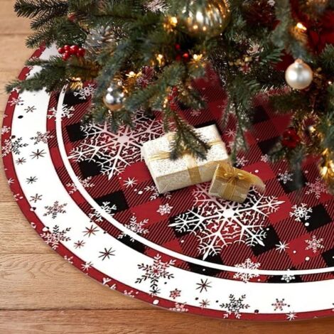 Jupe de Sapin de Noël 120 cm, Couvre Pied Sapin Noël Rond, Tapis Sapins de Noels Rouge, Cache Pied Sapins, Jupe d'arbre Tapis, Couverture pour Fête Arbre de Noëls Décoration