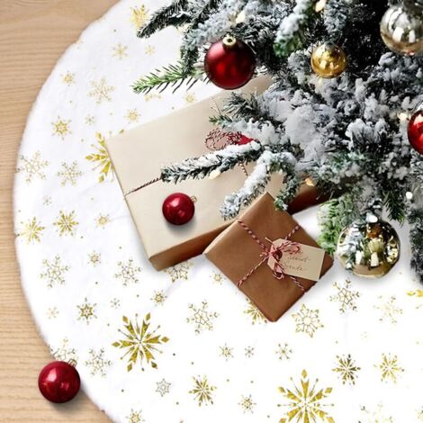 Jupe de Sapin de Noël 90cm Cache Pied Sapin de Noel, Tapis de Sapin de Noel, Couvre Pied Sapin de Noel, Jupe Sapin de Noel, Decoration Pied Sapin de Noel pour Décoration de Fête de Noë (Or)