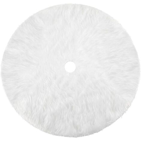 Jupe de Sapin de Noël Blanc Peluche Neige Décorations d'arbre de Noël Tapis Vacances Couvre Pied Sapin Noel, 90cm/35 Pouces