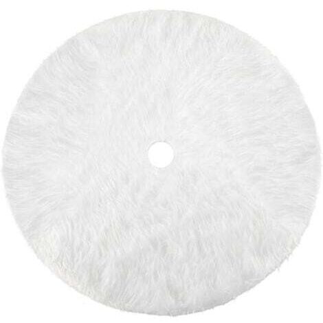 Jupe de Sapin de Noël Blanc Peluche Neige Décorations d'arbre de Noël Tapis Vacances Couvre Pied Sapin Noel Jupe d'arbre, 90cm/35 Pouces