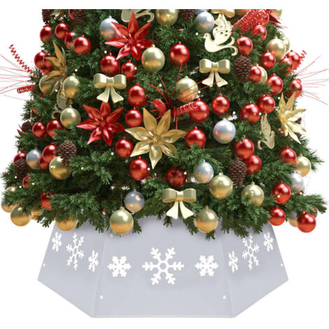 Jupe de sapin de Noël  Décoration de Noël Argenté et blanc Ø68x25 cm 17698