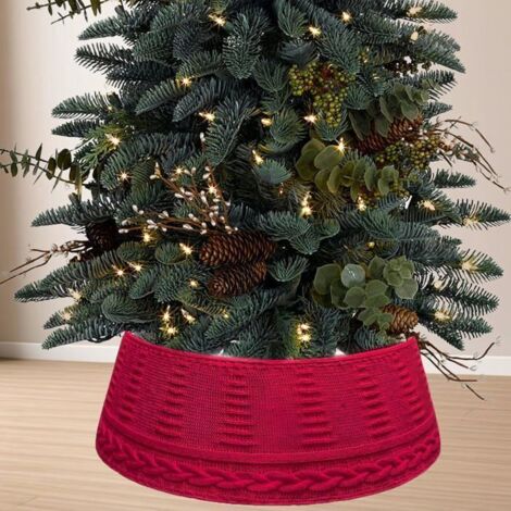Jupe de sapin de Noël MICH - Haut 60 cm - Base 72 cm - Pliable - Tricot - Rouge - Décoration de fête
