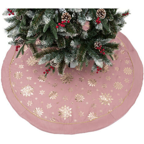 Jupe de sapin de Noël ronde, décoration de sapin de Noël adaptée à la décoration de la maison de vacances (120 cm, rose)