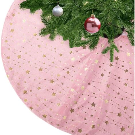 Jupe de Sapin de Noël Rose Avec Étoiles d'Or - Couvre-Pied pour Décorations de Maison de Vacances,90cm