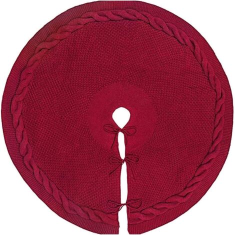 LINJOU Jupe de Sapin de Noël Rouge, 62 cm Couvre Pied Rond, pour Fête et Décoration d'Arbre, Tablier de sapin de Noël Décorations de jupe de sapin de Noël
