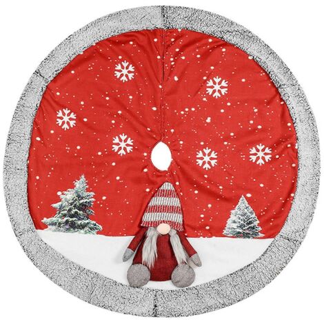 Jupe de sapin de Noël, tapis de sol gnome flocon de neige, décoration de fête d'anniversaire