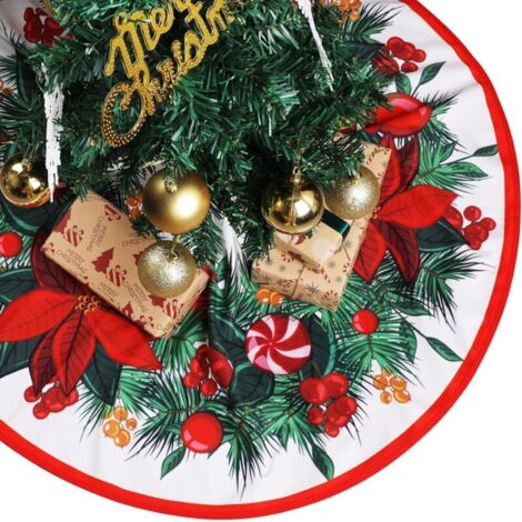 Jupe De Sapin De Noël, Tapis pour Base De Sapin 120cm, Tapis Neige pour Décorations De Joyeux Noël, Couronne