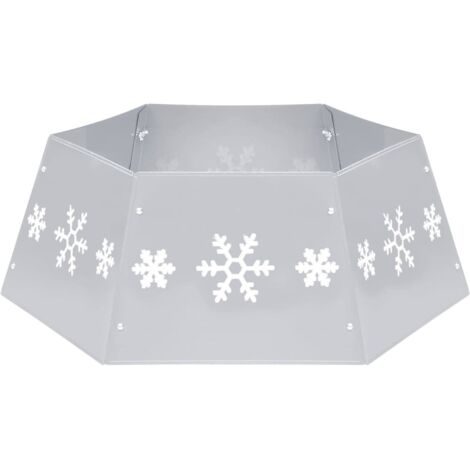 Jupe de sapin de Noël，Décoration de Noël Argenté et blanc Ø68x25 cm CFW57906