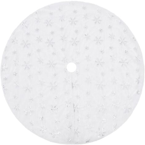Jupe de sapin de Noël，Décoration de Noël de luxe Blanc 150 cm Fausse fourrure CFW72556