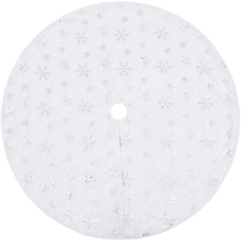 Jupe de sapin de Noël，Décoration de Noël de luxe Blanc 90 cm Fausse fourrure CFW37206