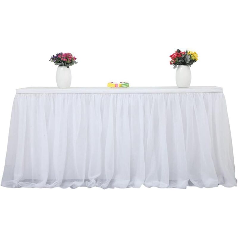 Jupe de Table Douce, Nappe Transparente Extra Longue, Nappe Rectangulaire pour Mariage, Table de Réception, Table de Réception, Fête D'anniversaire,