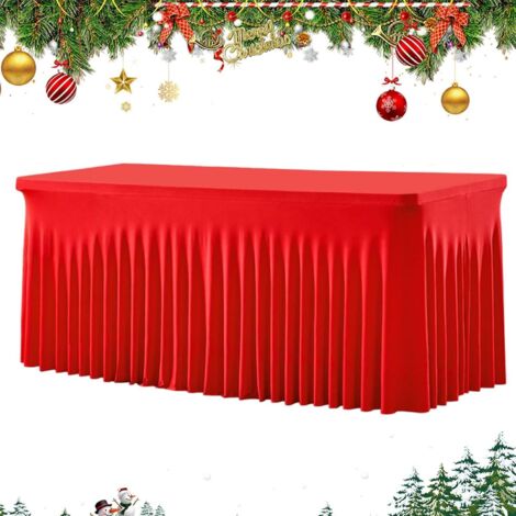 Jupe de Table Nappe de Table Rectangle 1.83 m Rouge de Noël