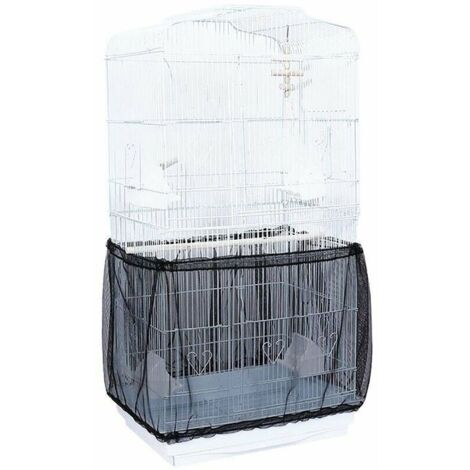 Jupe en maille pour cage à oiseaux pour animaux de compagnie, filet en nylon pour attrape-graines, noir, L
