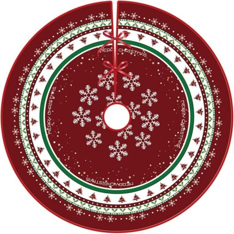 Jupe pour sapin de Noël Jupe ronde de 90 cm - Tapis à motif flocons de neige avec éléments classiques pour les décorations de sapin et les fêtes de Noël