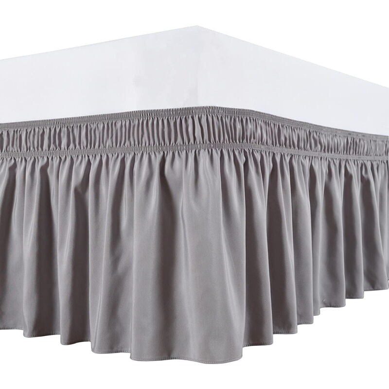 KZQ - Jupes de lit enveloppantes avec ceintures réglables, gris argenté pour lits jumeaux et jumeaux de taille xl, chute de 15 pouces, volants