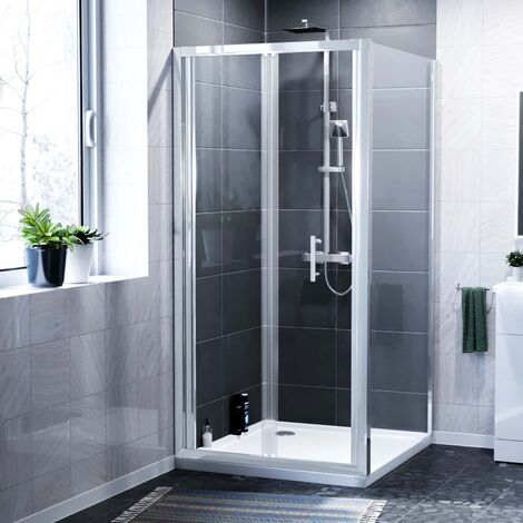 Jupiter 1000mm Shower Bi-Fold Door, 800mm Side Panel Enclosure & Tray Chrome