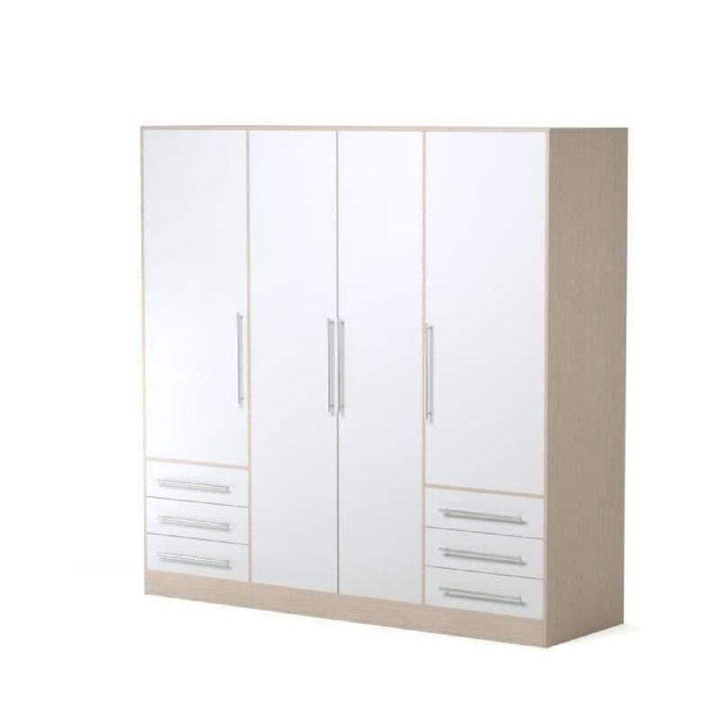 Jupiter armoire de chambre style <strong>contemporain</strong> en bois agglomere blanc et chene - l 206,5 cm