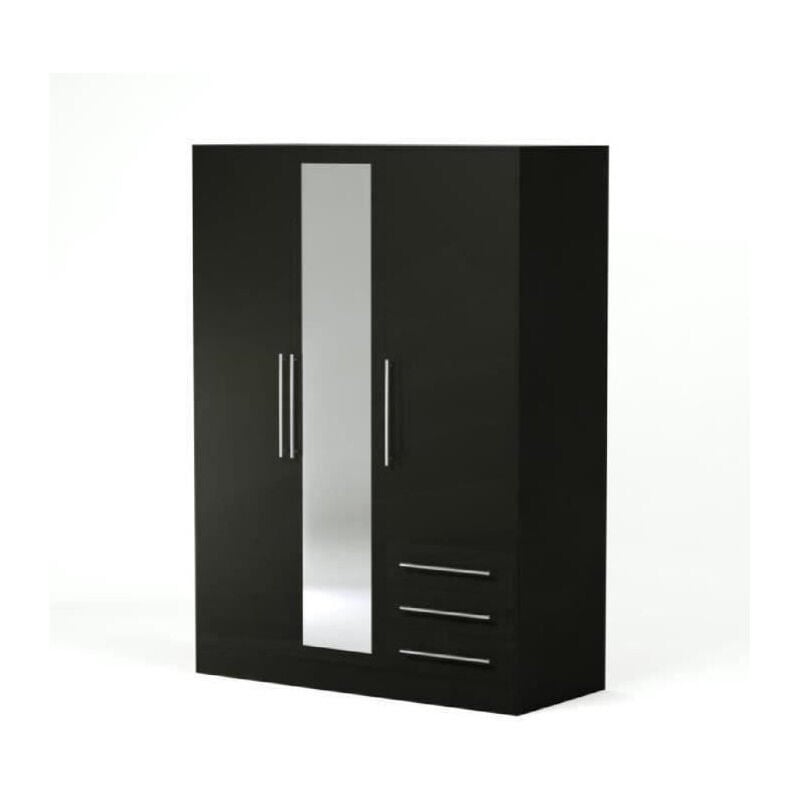 JUPITER Armoire de chambre style contemporain en bois agglomere noir - L 144,6 cm