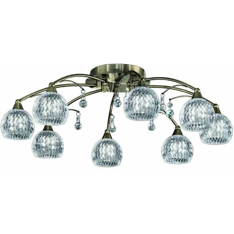15franklite - Jura crystal bronze ceiling light 8 bulbs