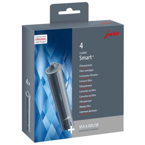 JURA Originale – CLARIS Smart+ cartuccia filtro con riconoscimento automatico del filtro – igiene certificata TÜV – confezione da 4 – 25066