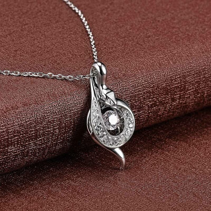 

Fashionable S925 Colgante de plata de ley con colgante giratorio de circonita brillante, 18 pulgadas - Jure
