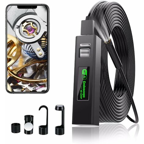 Jusch – Caméra d'inspection endoscope WiFi 1200P – Étanchéité IP68 – 8 lumières LED – Câble semi-rigide 2M pour espaces confinés