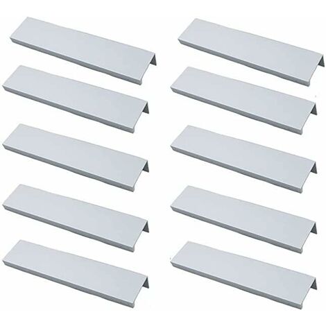 Jusch – Lot de 10 poignées de meuble en aluminium brossé – Poignées invisibles 96mm – Installation rapide avec vis incluses – Résistantes à la rouille