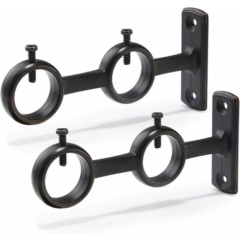 Jusch – Lot de 2 supports de tringle à rideaux double crochets – Aluminium haute qualité – Profondeur 13,5 cm – Capacité jusqu'à 9 kg