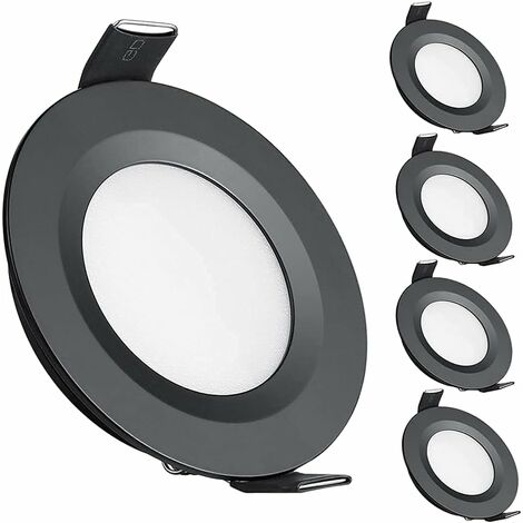 Jusch – Lot de 4 spots LED encastrables 12V – Trou 58-65mm – 3W 6400K blanc froid – Aluminium ultra mince pour camping-car et bateau
