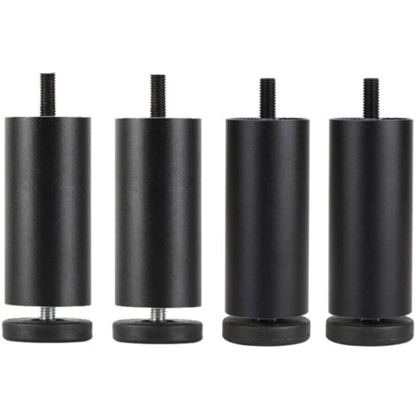 Jusch – Pieds de meuble en aluminium anodisé – Hauteur 25 cm – Base ronde en ABS – Stabilité accrue pour canapés et tables basses - Black-25cm