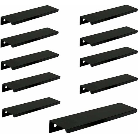 Jusch – Poignée de meuble noire 128mm – Alliage d'aluminium – Lot de 10 poignées avec vis – Pour meubles modernes placard et tiroir