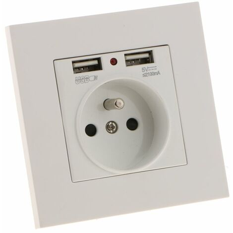 Jusch – Prise murale double USB 5V/2100mA – Plastique PC résistant au feu – Charge rapide pour appareils numériques – Installation facile