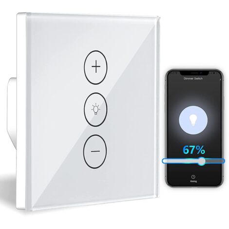Jusch – Variateur de lumière WiFi 1-100% – Commande vocale – Compatible Smart Life – Programmation éclairage – Interrupteur encastré