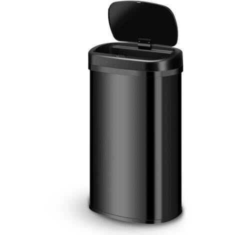 Juskys Automatik Mülleimer mit Sensor 60L - elektrischer Abfalleimer, Bewegungssensor, automatischer Deckel, wasserdicht, rechteckig, Küche - Schwarz