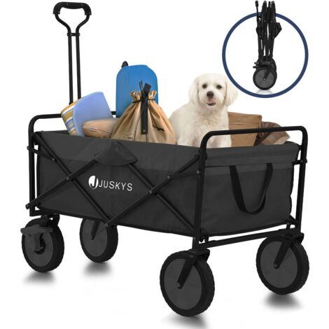 Juskys Bollerwagen 100 kg Tragkraft - Transportwagen faltbar - Einkaufen, Outdoor & Camping - Strandwagen Faltbollerwagen Handwagen Schwarz