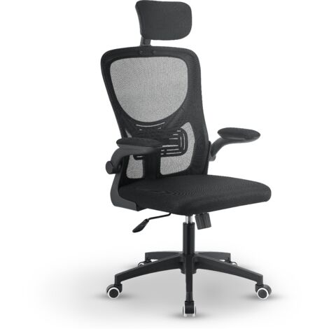Juskys Bürostuhl Baltimore mit Rollen & Armlehne - Schreibtischstuhl ergonomisch & höhenverstellbar - Stuhl für Arbeitszimmer - Drehstuhl - Schwarz