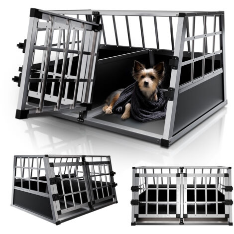Juskys – Caisse de transport pour chien en aluminium – Dimensions 89×70×51 cm – Grilles larges pour ventilation et visibilité – Sécurisée pour voiture